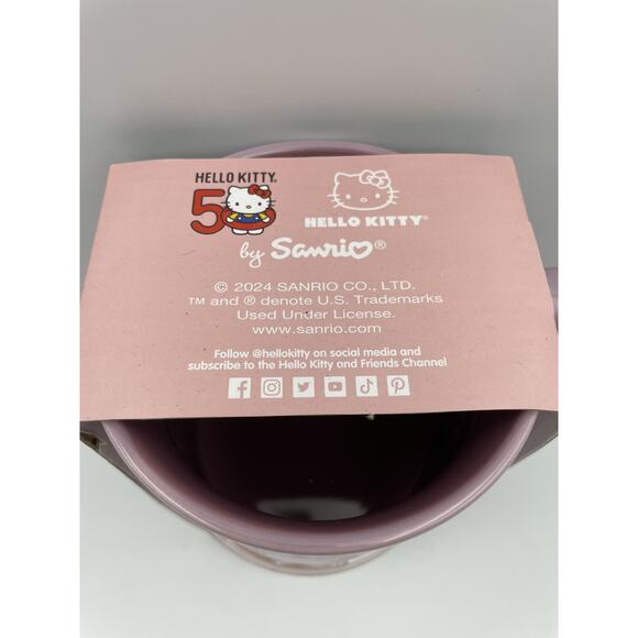 Hello Kitty 50th Anniversary Bow Mug Set By Blue Sky Clayworks Pink & Purple New - Picture 4 of 9